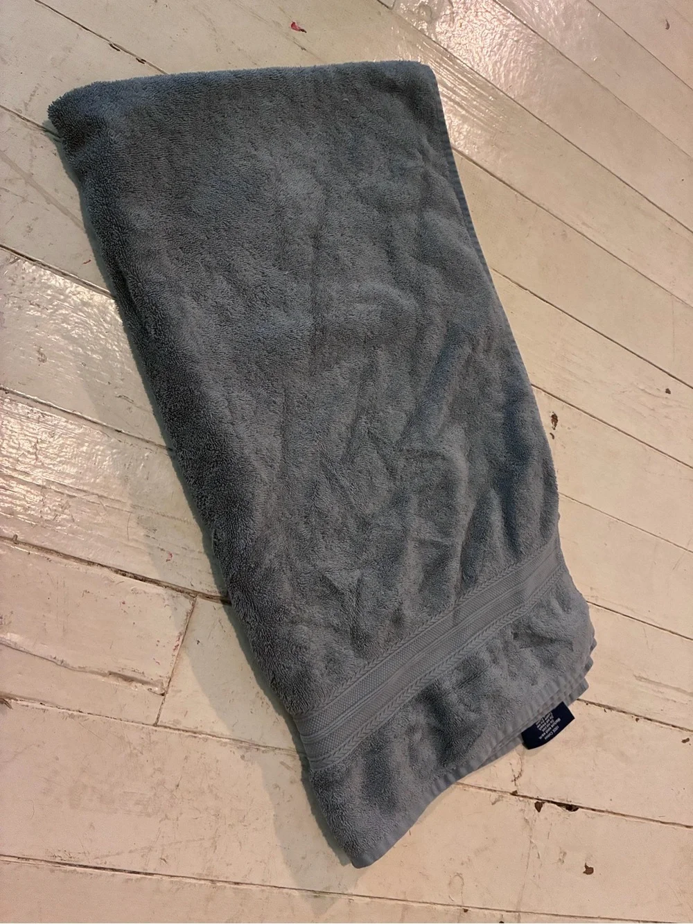 Brooks Brothers Blue-Gray Cotton Terry Cloth Bath Towel